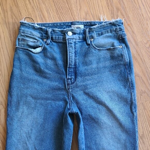 GOOD AMERICAN GOOD CURVE STRAIGHT jeans distressed high waist stretch sz 10/30 - Picture 3 of 7